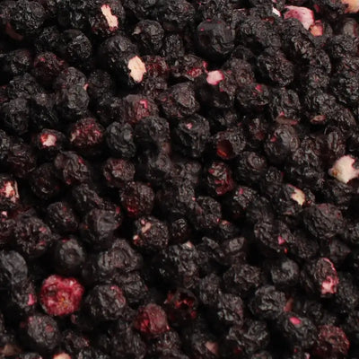 Close-up macro texture of 100% natural freeze-dried whole blueberries