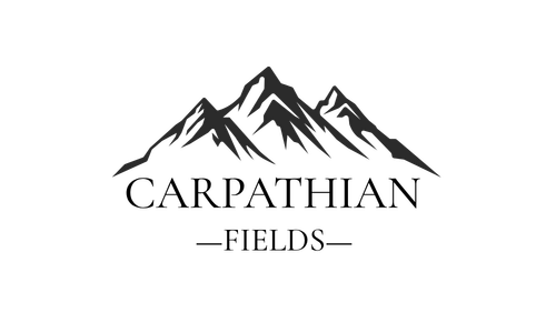 Carpathian Fields brand logo with mountain outline on transparent background 500x300